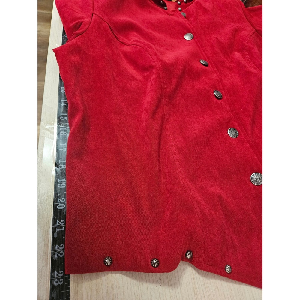 Stonebridge Red Velvet Button Down Blazer Studded Collar & Hem 18W #531 - Picture 8 of 10